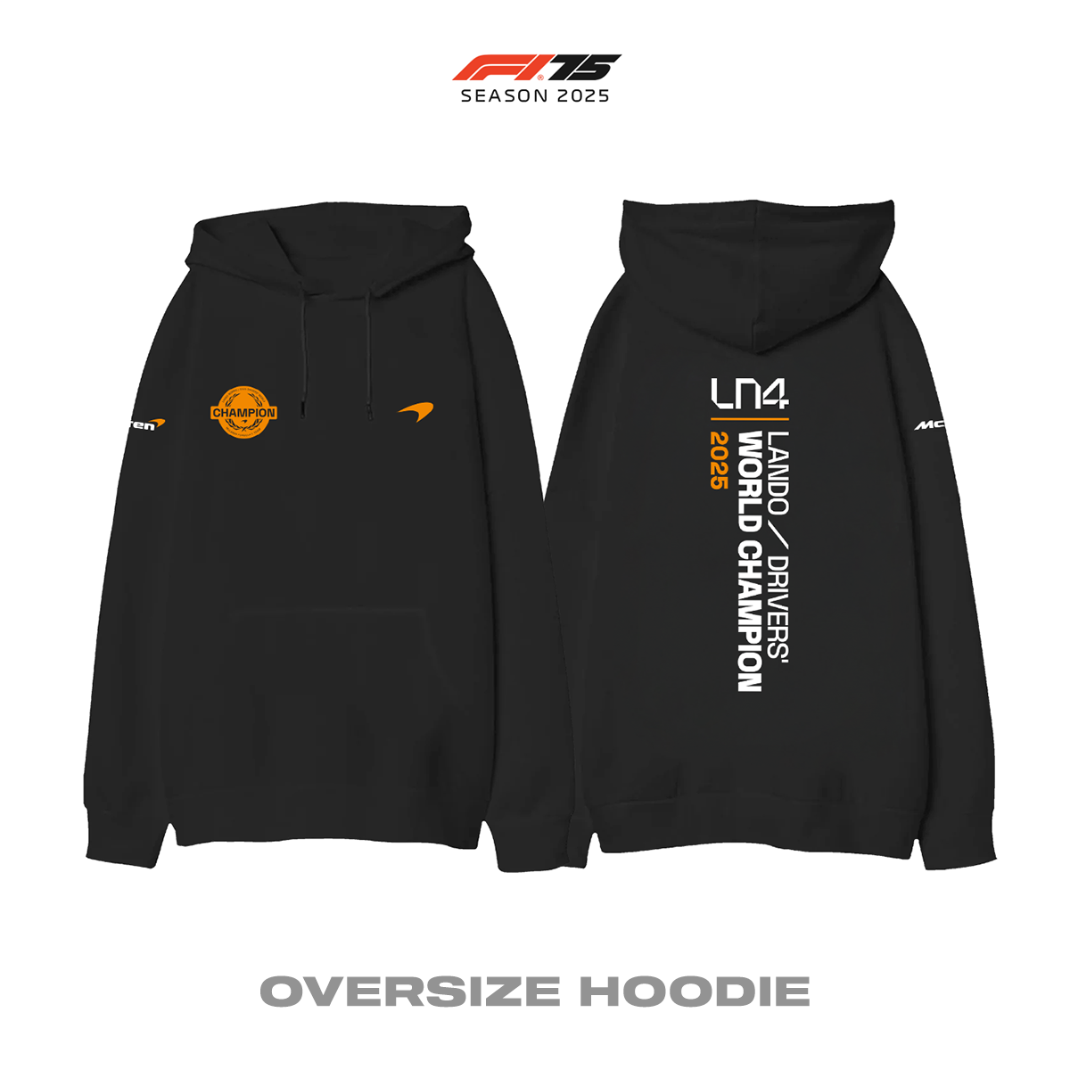 Lando Norris: World Champion 2025 - Black Edition Oversize Hoodie