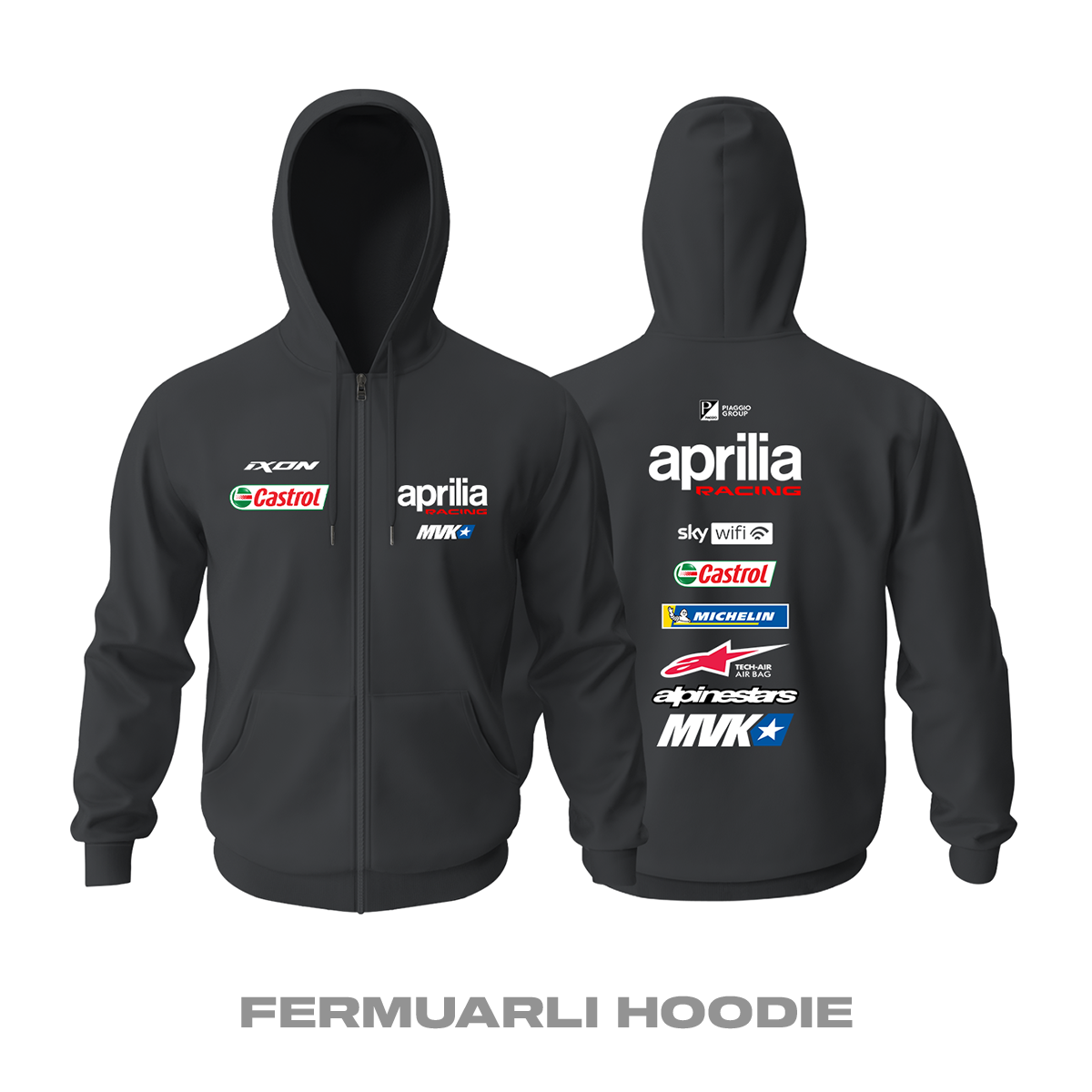 Aprilia Racing Team: Mavericks Vinales Edition Fermuarlı Kapüşonlu Hoodie