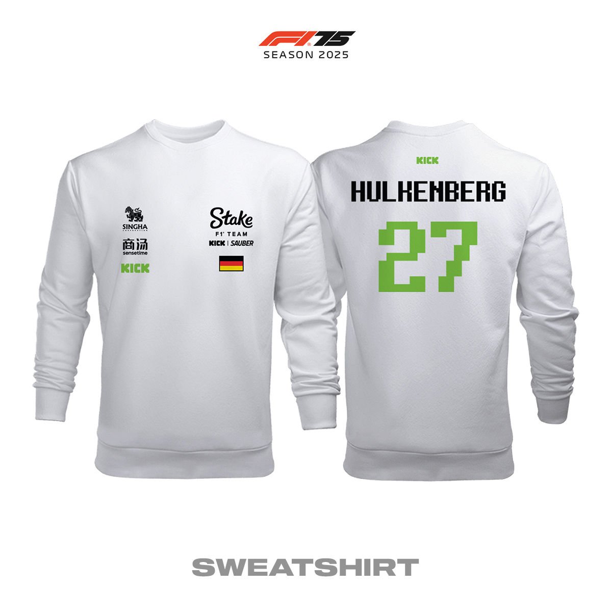 Stake F1 Team: Kick Sauber C45 White Crew Edition 2025 Sweatshirt