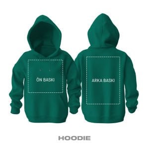 Kişisel Baskı - Petrol Yeşili Kapüşonlu Hoodie
