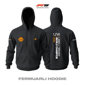 Lando Norris: World Champion 2025 - Black Edition Fermuarlı Hoodie