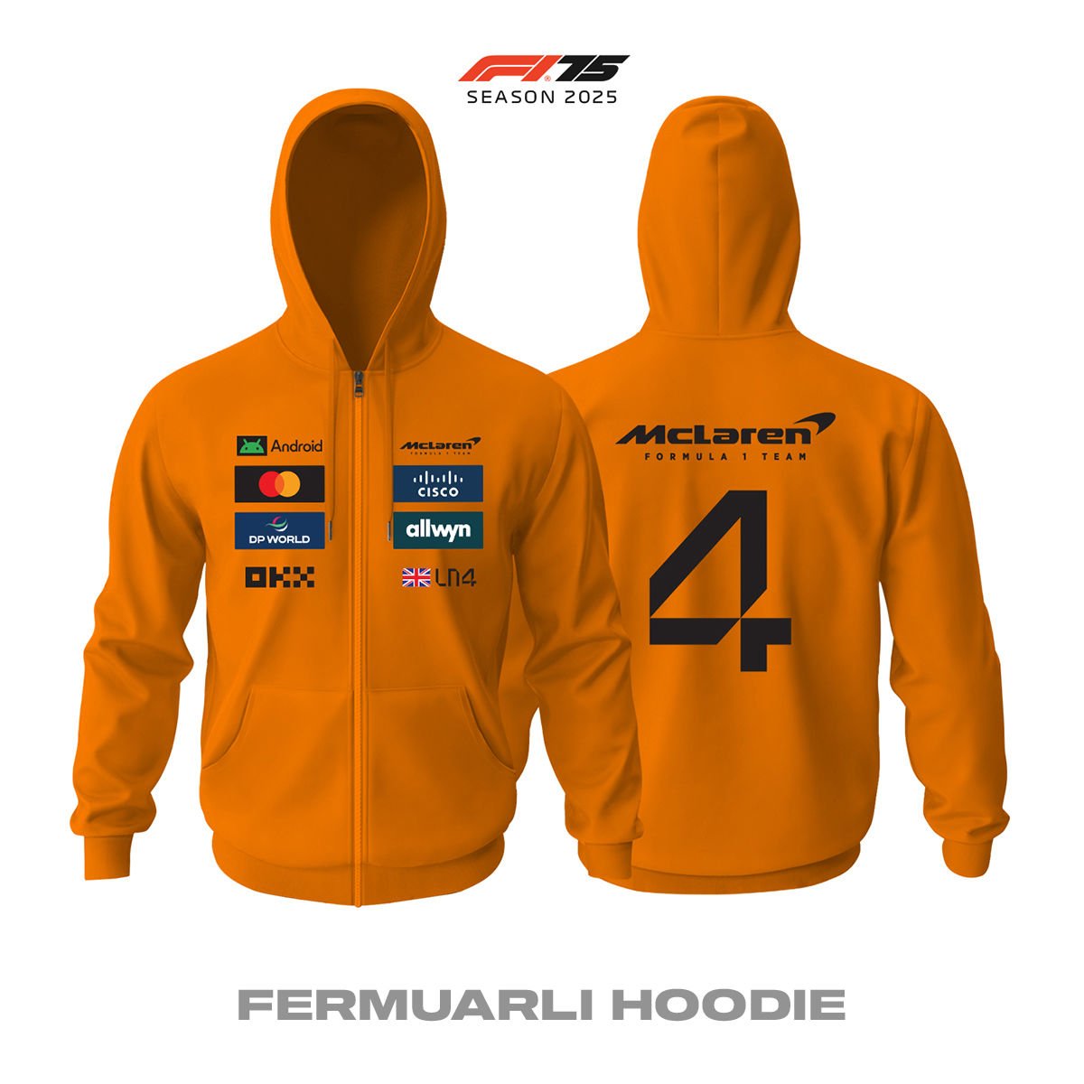 McLaren F1 Team: MCL39 Orange Edition 2025 Fermuarlı Hoodie