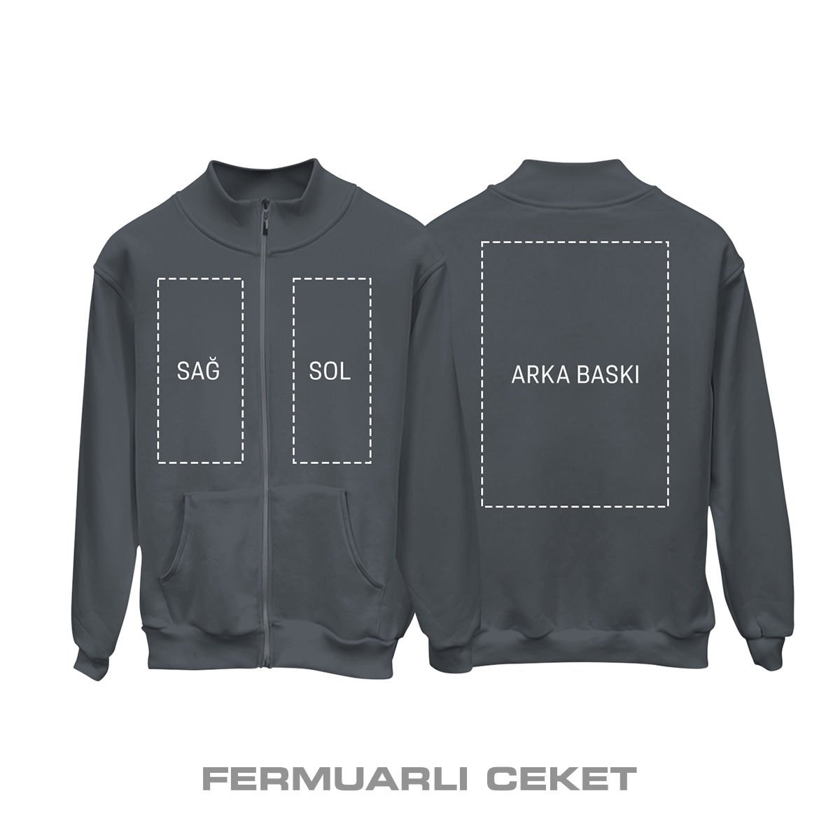 Kişisel Baskı - Füme Fermuarlı Ceket