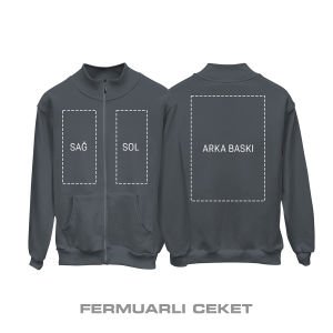 Kişisel Baskı - Füme Fermuarlı Ceket
