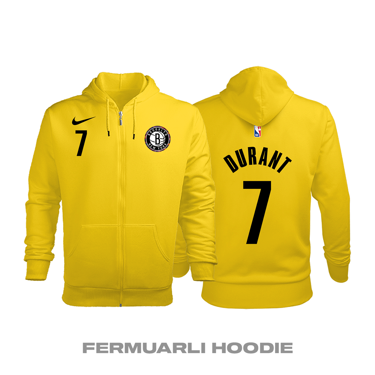 Brooklyn Nets: Amarillo Edition 2019/2020 Fermuarlı Kapüşonlu Hoodie