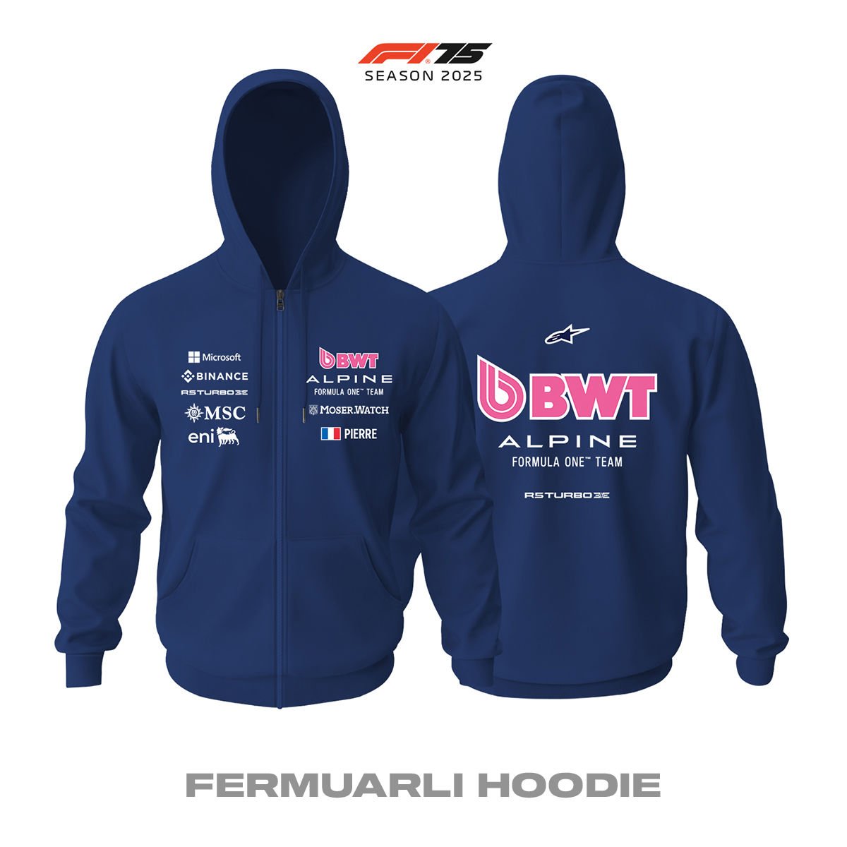 Alpine F1 Team: A525 - Navy Edition 2025 Fermuarlı Hoodie