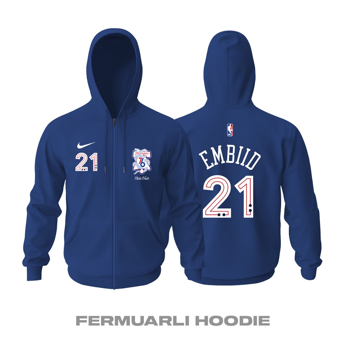 Philadelphia 76ers: City Edition 2023/2024 Fermuarlı Hoodie