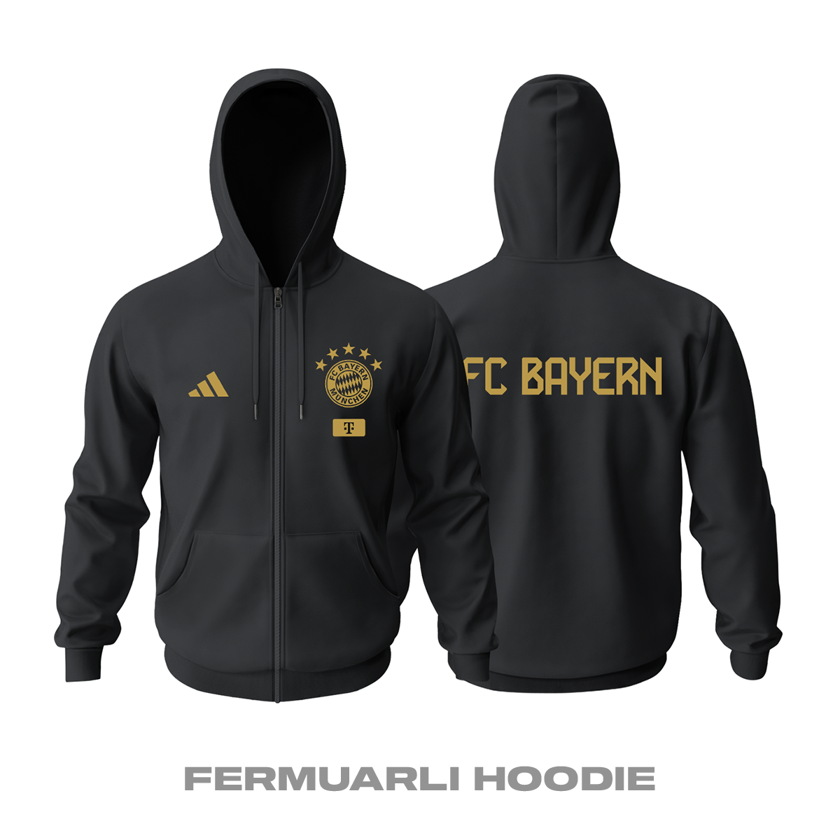 FC Bayern: Club Culture Series - Black Edition Fermuarlı Hoodie