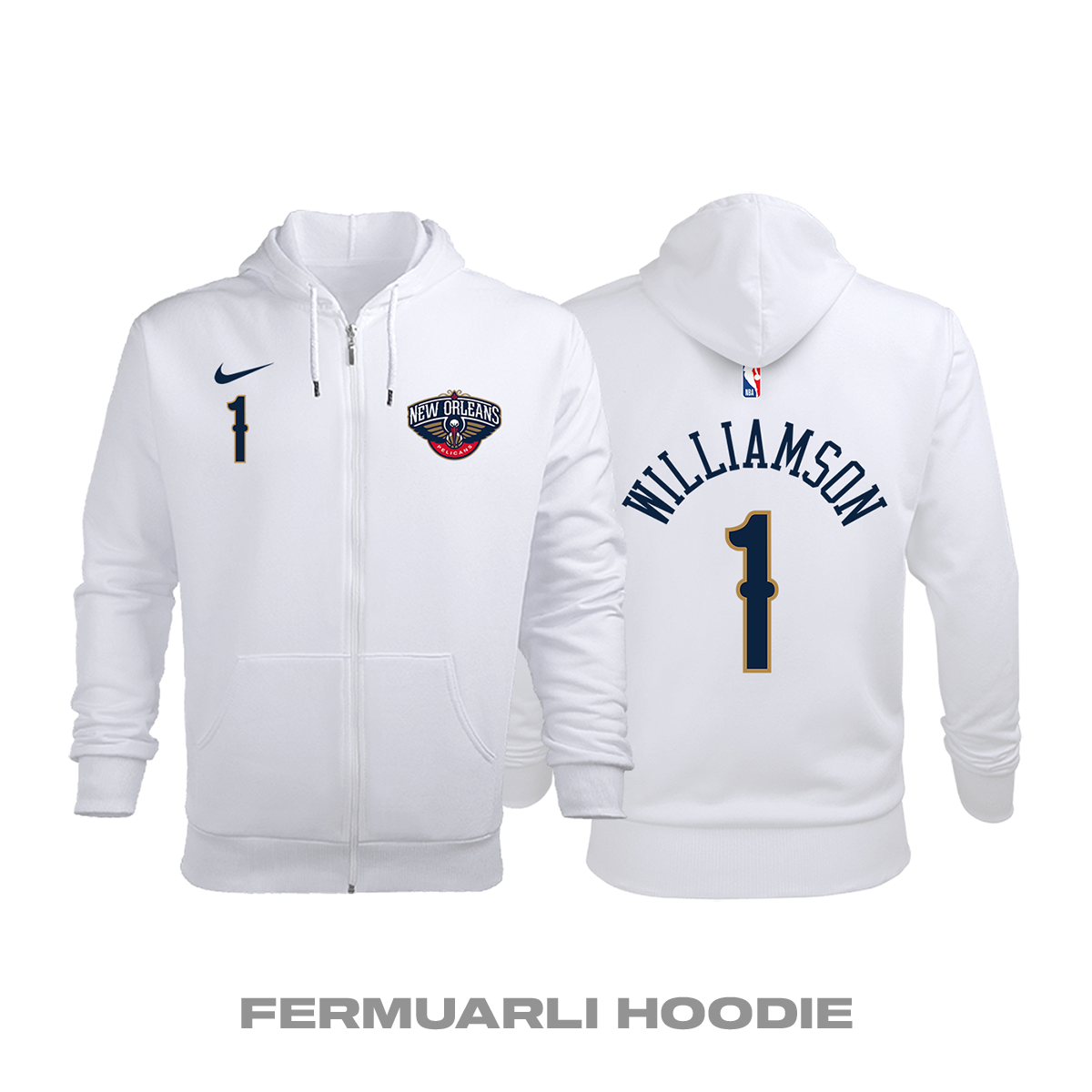 New Orleans Pelicans: Association Edition 2017/2018 Fermuarlı Kapüşonlu Hoodie 2XL