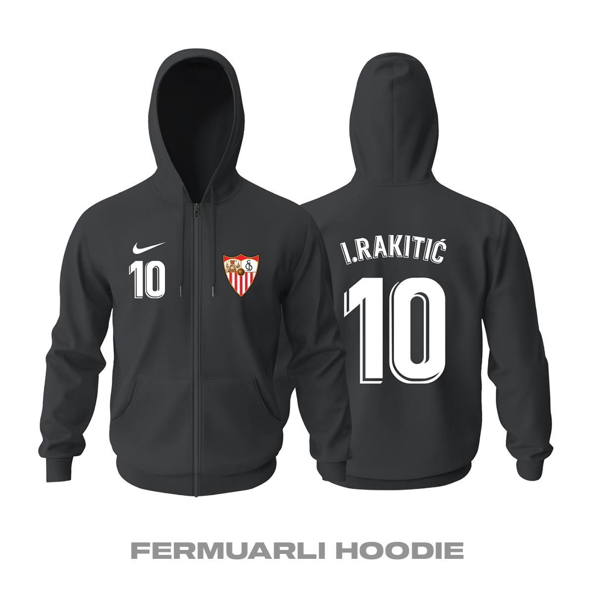 Sevilla: Third Edition 2021/2022 Fermuarlı Kapüşonlu Hoodie 2XL