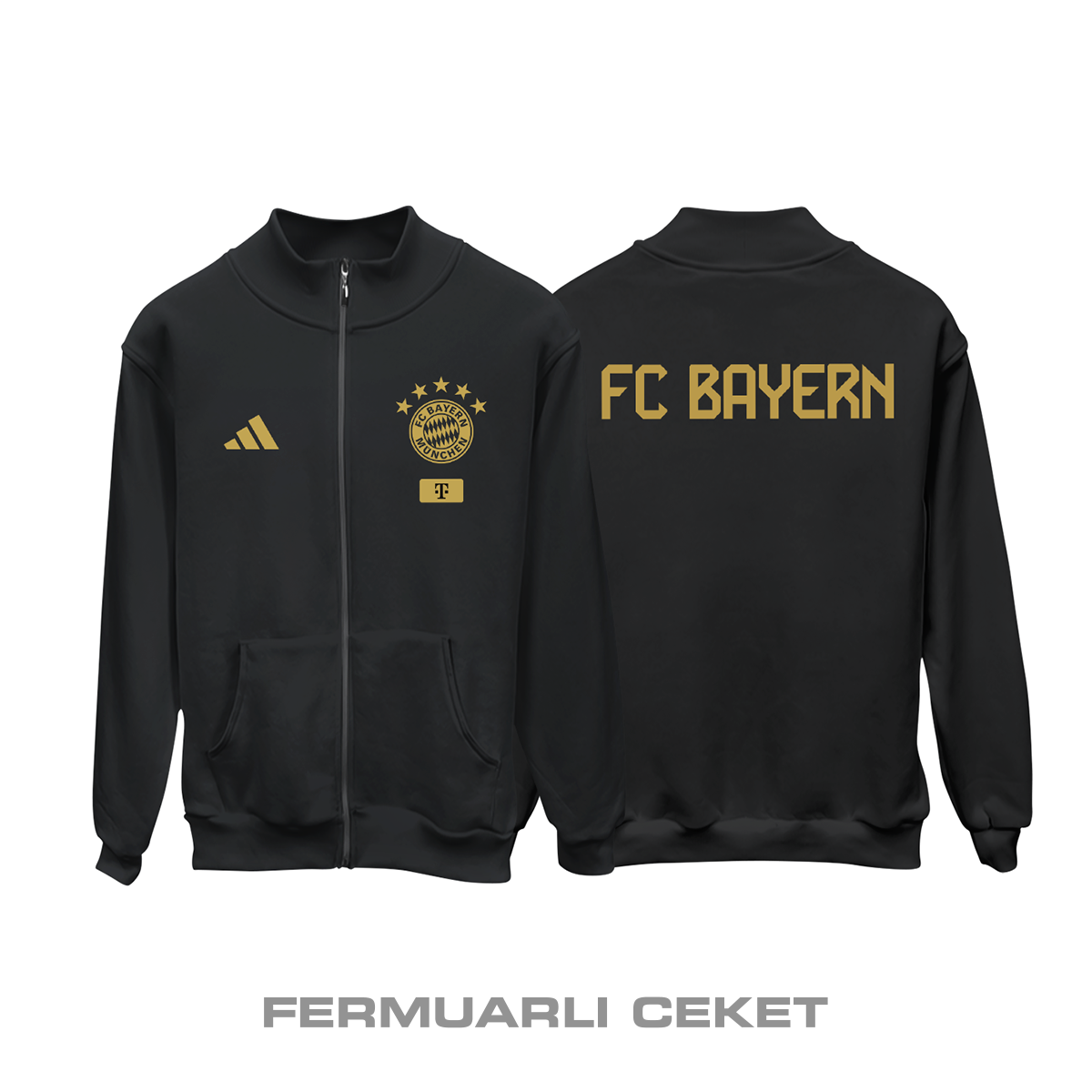 FC Bayern: Club Culture Series - Black Edition Fermuarlı Ceket