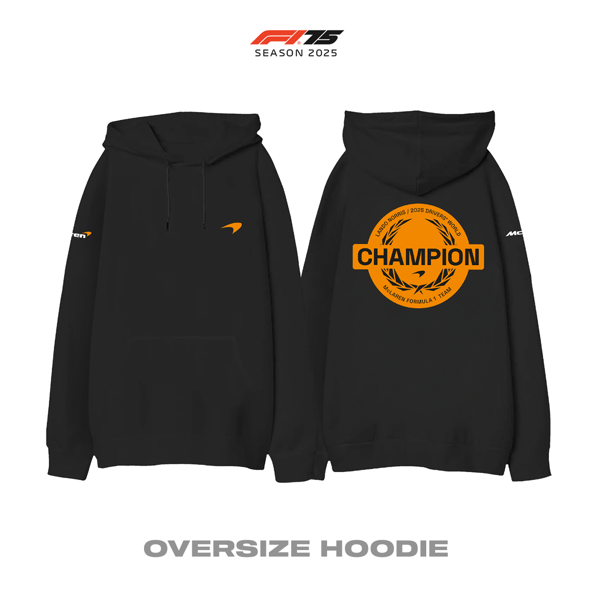 Lando Norris: World Champion 2025 - Black Edition v2 Oversize Hoodie