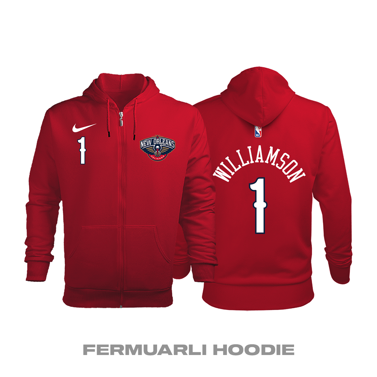 New Orleans Pelicans: Statement Edition 2017/2018 Fermuarlı Kapüşonlu Hoodie 3XL