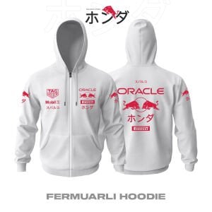 Red Bull Racing: ホンダ - #Japanese GP 2025 - WHITE 白 Fermuarlı Hoodie