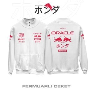 Red Bull Racing: ホンダ - #Japanese GP 2025 - WHITE 白 Fermuarlı Ceket