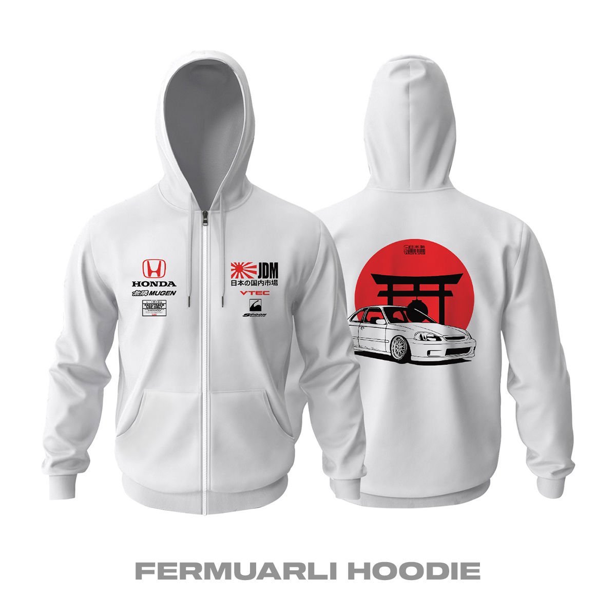 Team Honda: JDM Edition Fermuarlı Hoodie
