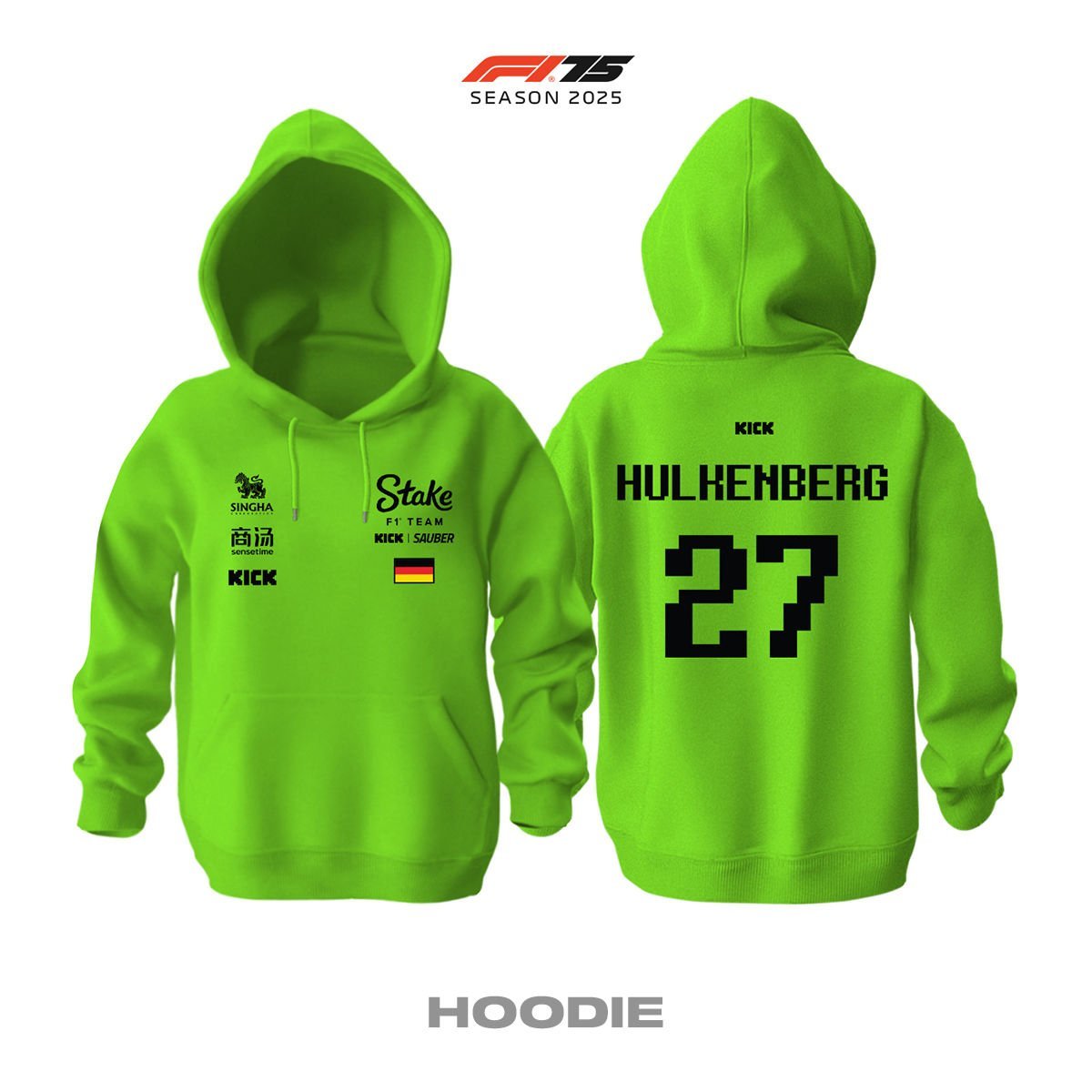 Stake F1 Team: Kick Sauber C45 Neon Crew Edition 2025 Kapüşonlu Hoodie
