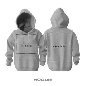 Kişisel Baskı - Gri Kapüşonlu Hoodie
