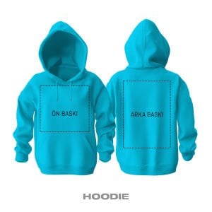 Kişisel Baskı - Turkuaz Kapüşonlu Hoodie