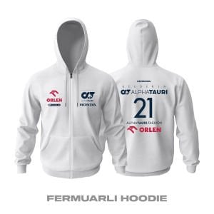 Scuderia AlphaTauri: White Edition 2023 Fermuarlı Kapüşonlu Hoodie