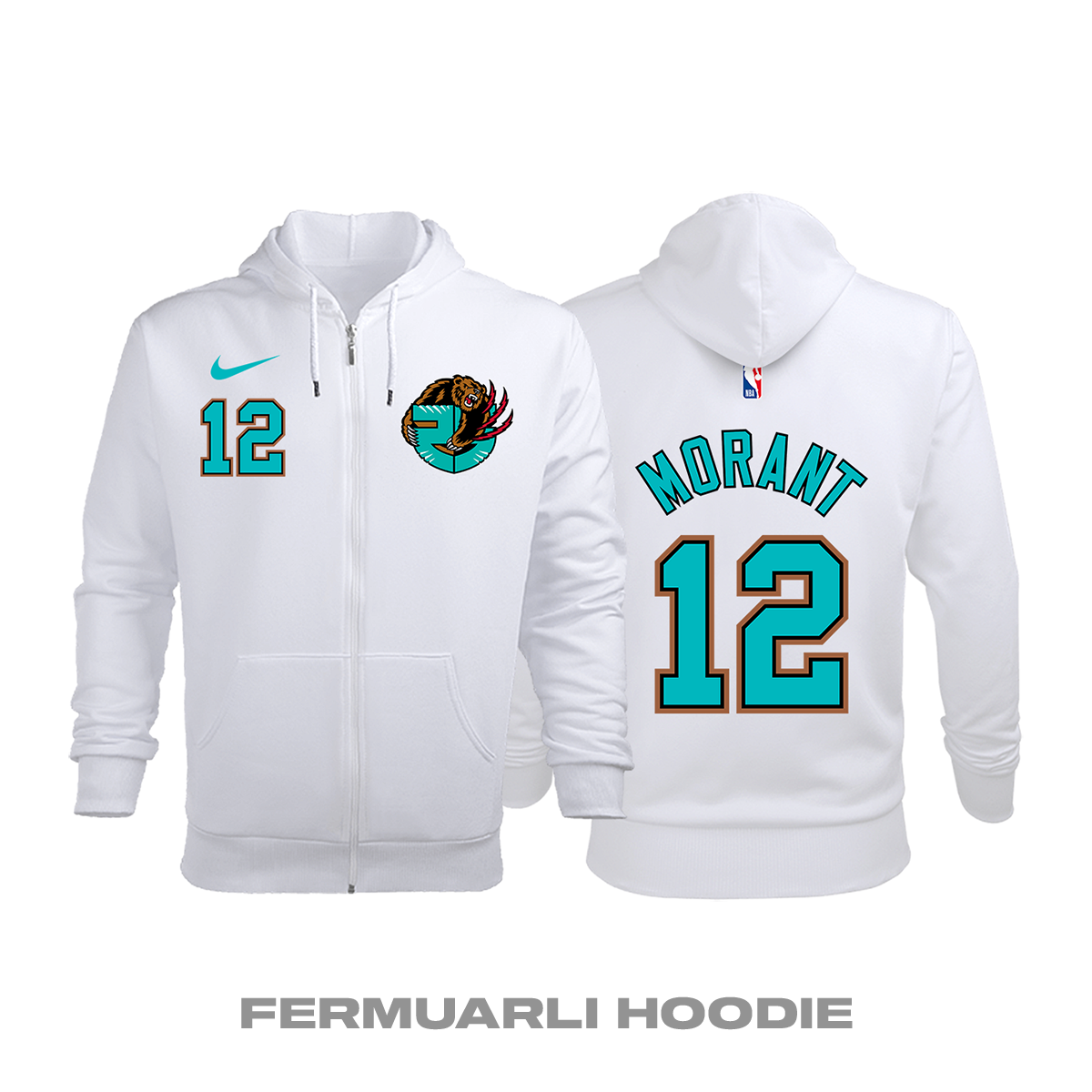 Memphis Grizzlies: Association Edition 1995/1996 Fermuarlı Kapüşonlu Hoodie