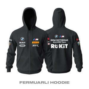 BMW ROKIT: Motorrad Team - Black Edition 2024/2025 Fermuarlı Kapüşonlu Hoodie