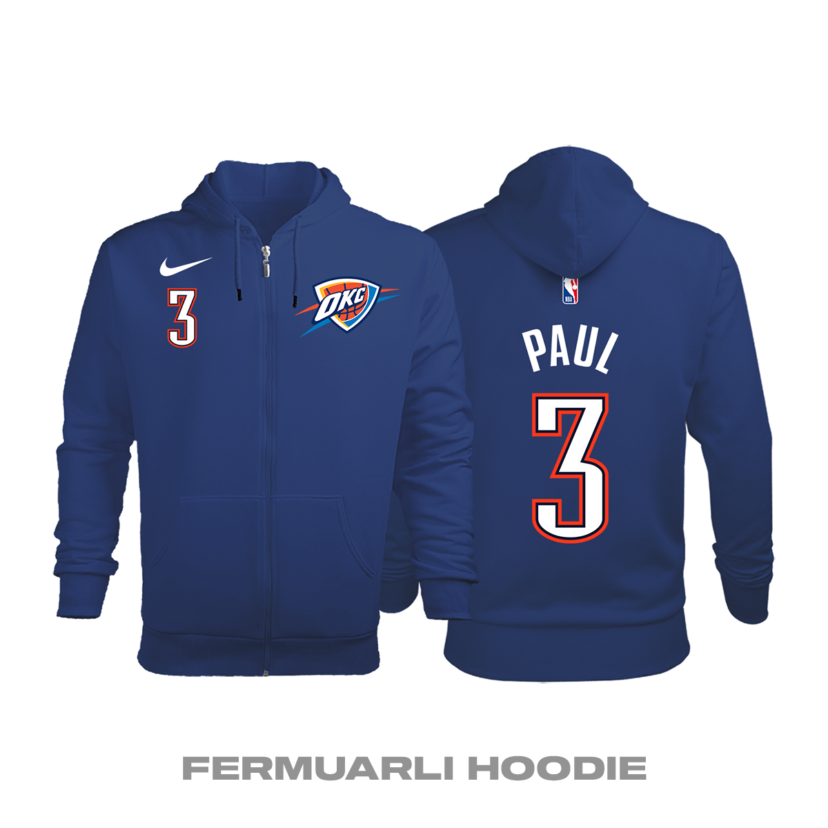Oklahoma City Thunder: Icon Edition 2019/2020 Fermuarlı Kapüşonlu Hoodie S
