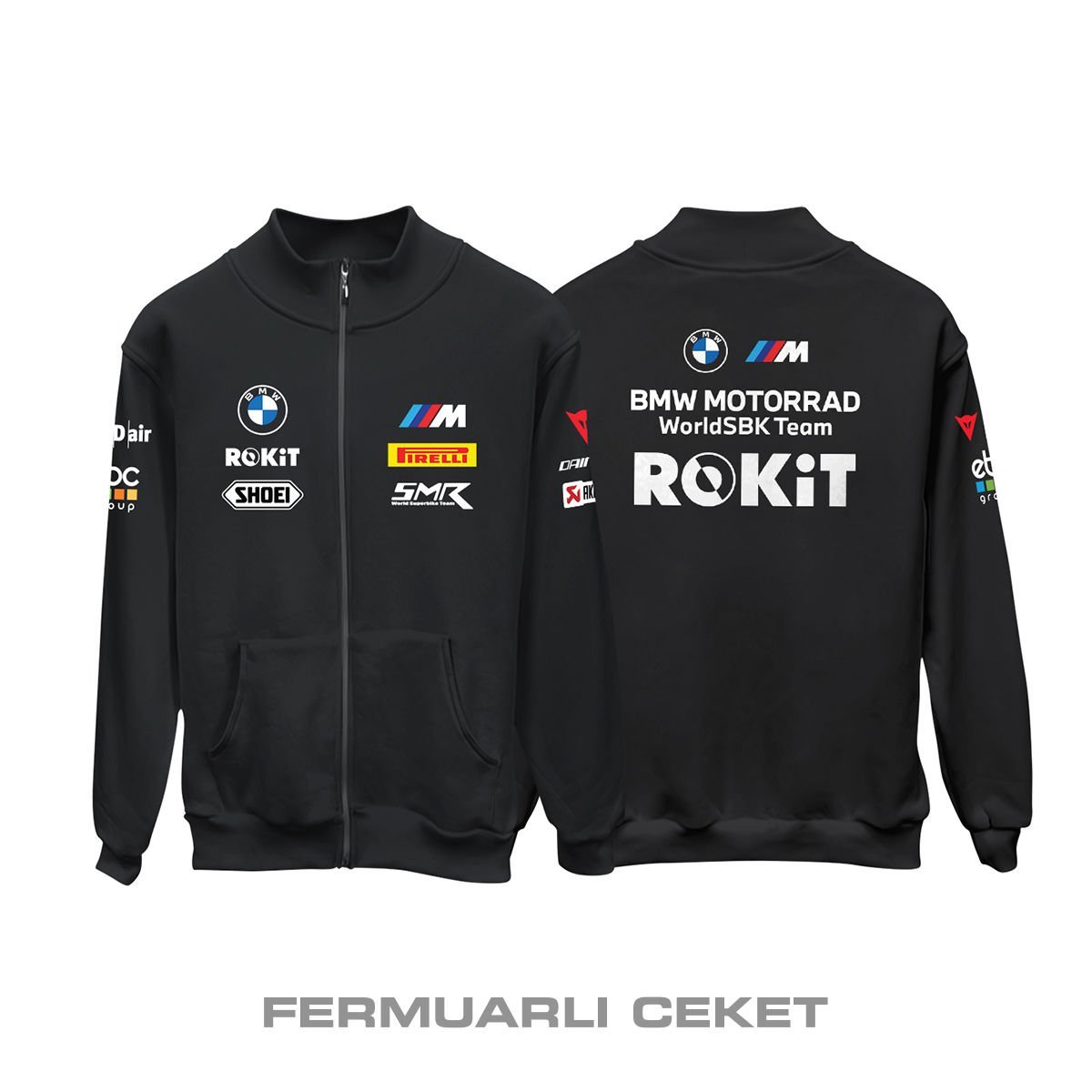 BMW ROKIT: Motorrad Team - Black Edition 2024/2025 Fermuarlı Ceket