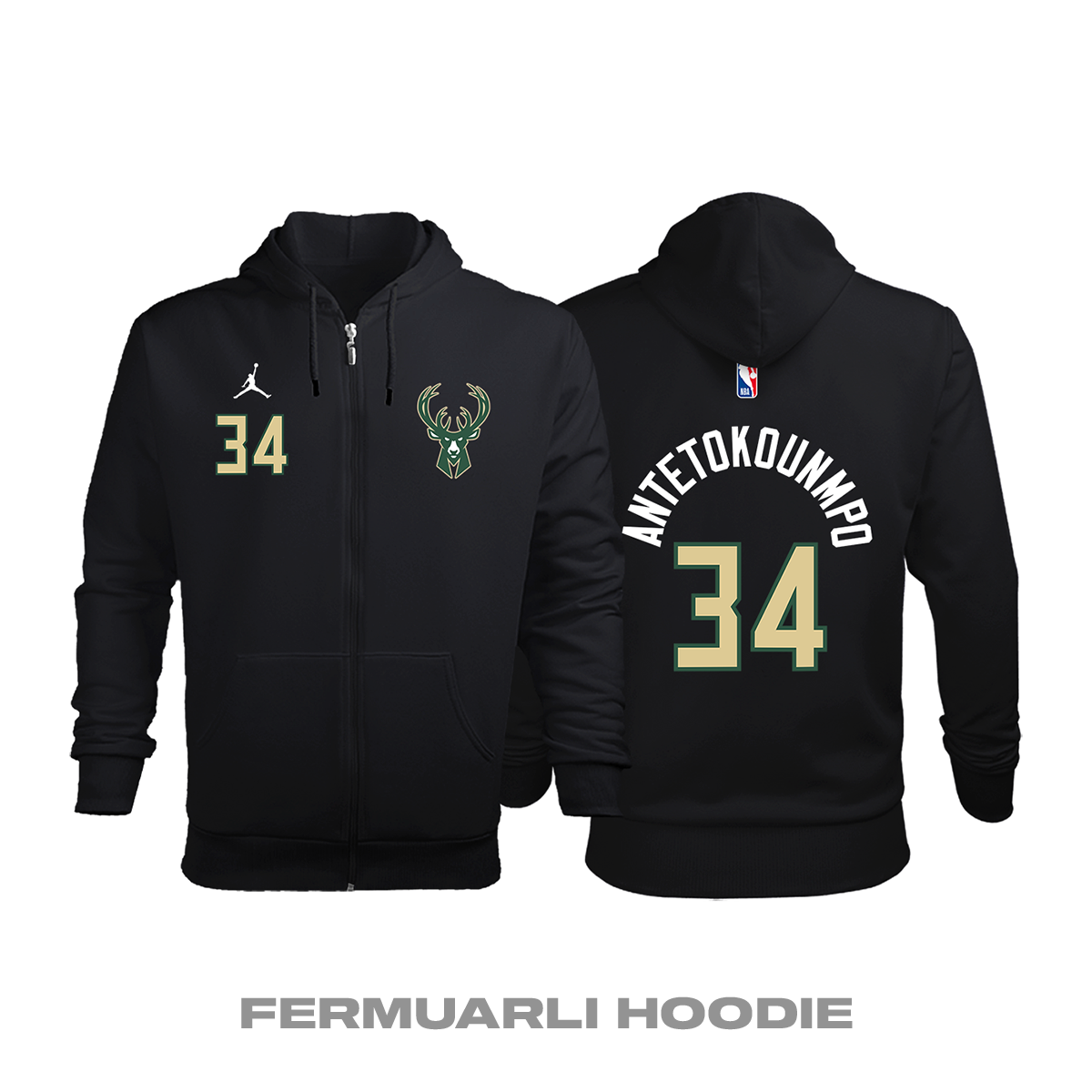 Milwaukee Bucks: Statement Edition 2020/2021 Fermuarlı Kapüşonlu Hoodie