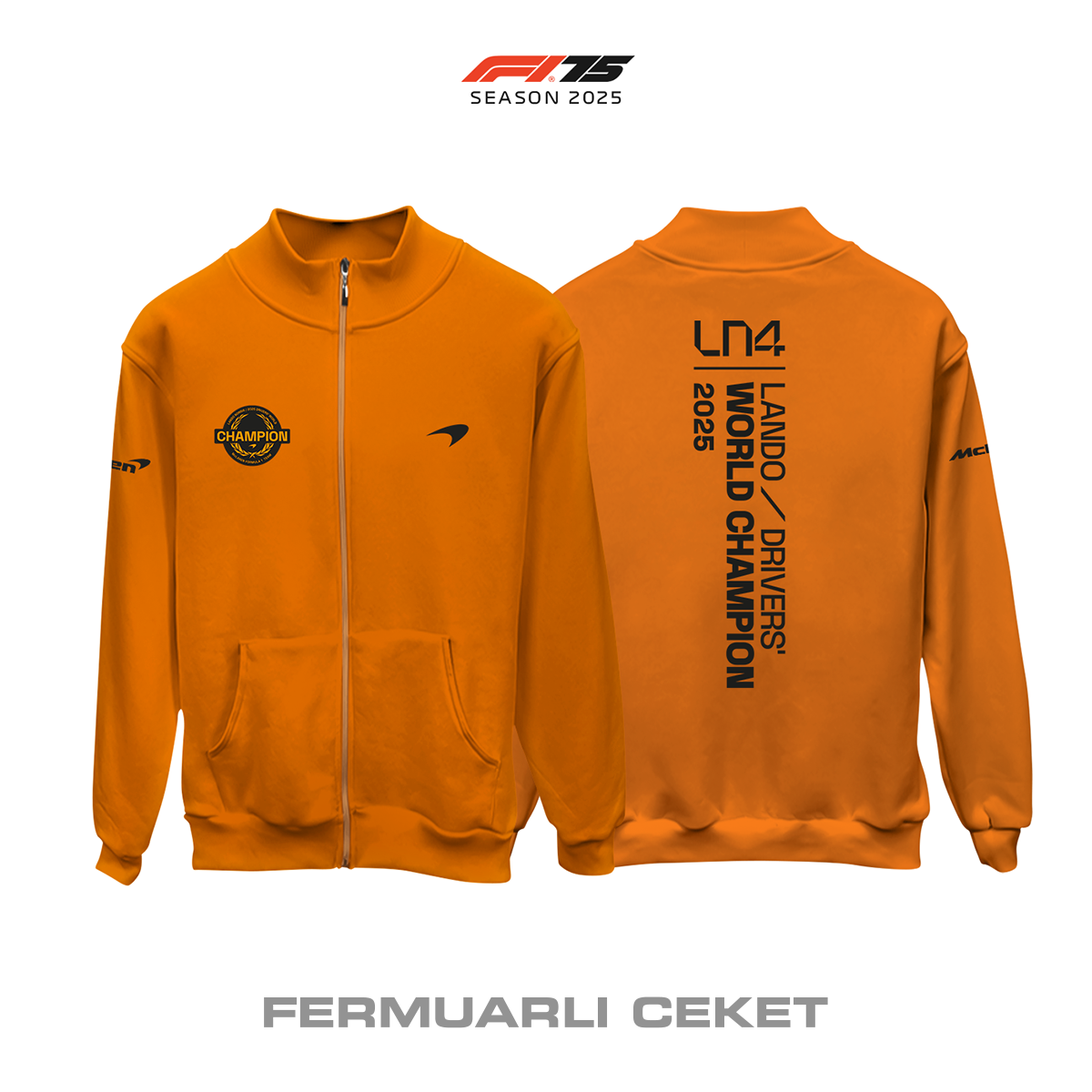 Lando Norris: World Champion 2025 - Orange Edition Fermuarlı Ceket