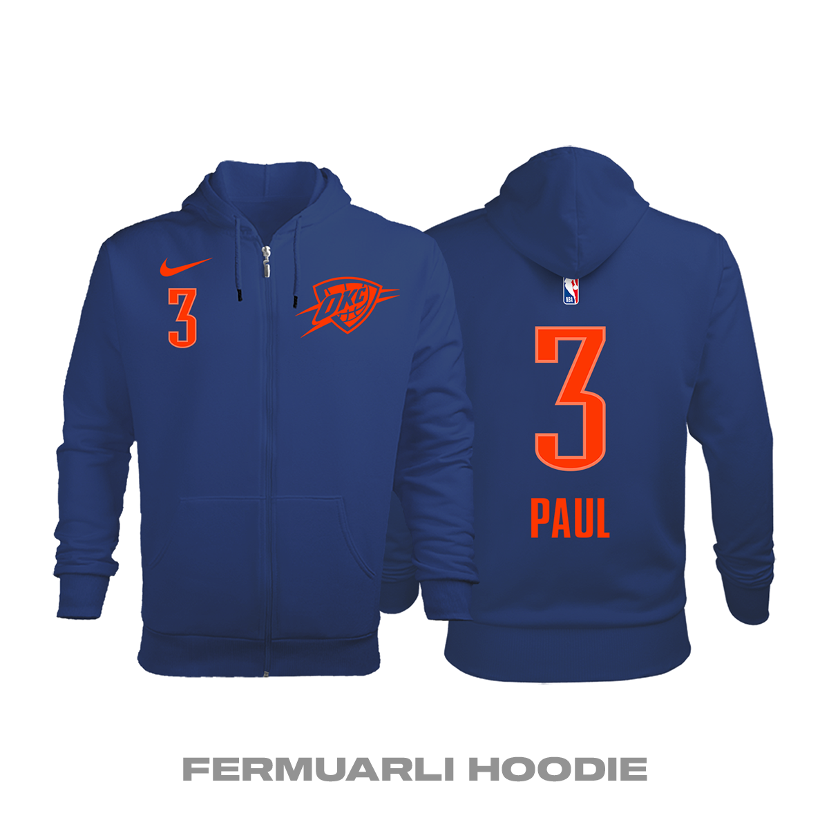 Oklahoma City Thunder: Statement Edition 2017/2018 Fermuarlı Kapüşonlu Hoodie