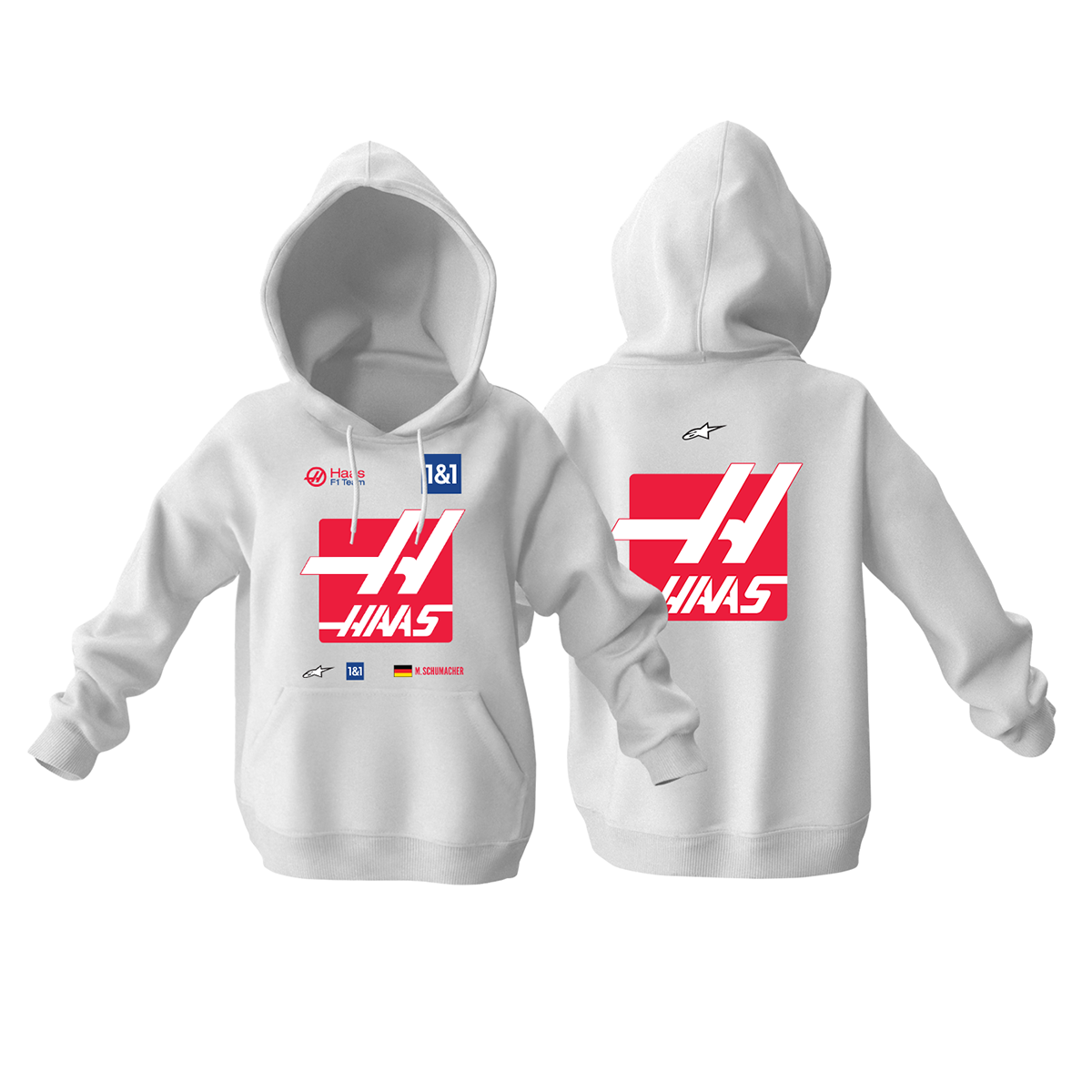 Haas F1 Team: White Edition 2022 Kapüşonlu Hoodie 2XL