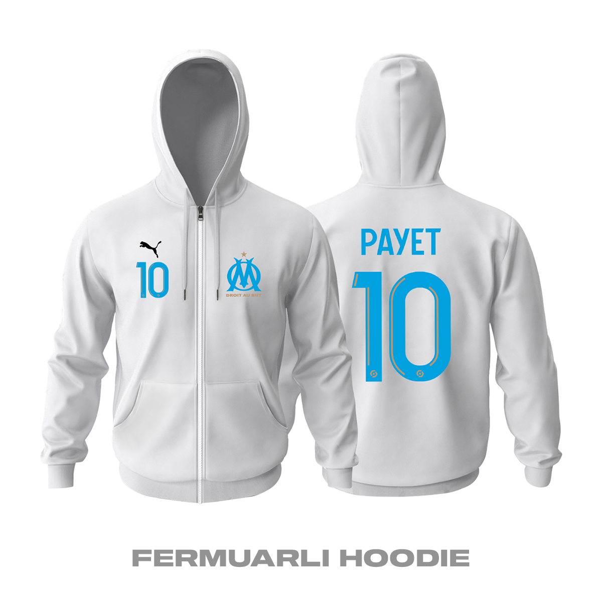 Olympique Marsilya: Home Edition 2021/2022 Fermuarlı Kapüşonlu Hoodie XS