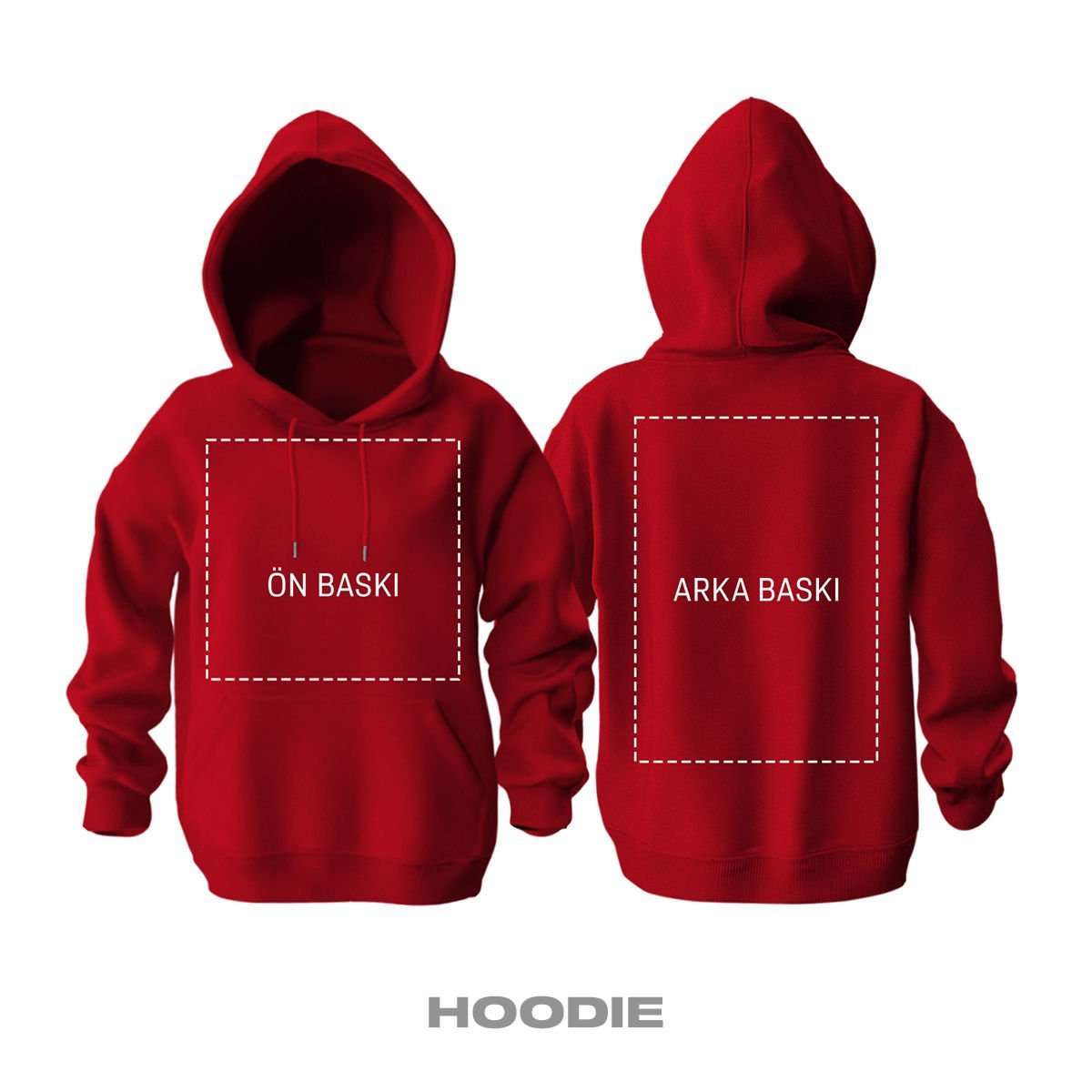 Kişisel Baskı - Kırmızı Kapüşonlu Hoodie