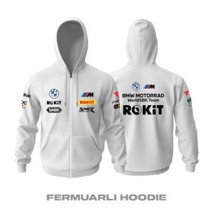 BMW ROKIT: Motorrad Team - White Edition 2024/2025 Fermuarlı Kapüşonlu Hoodie