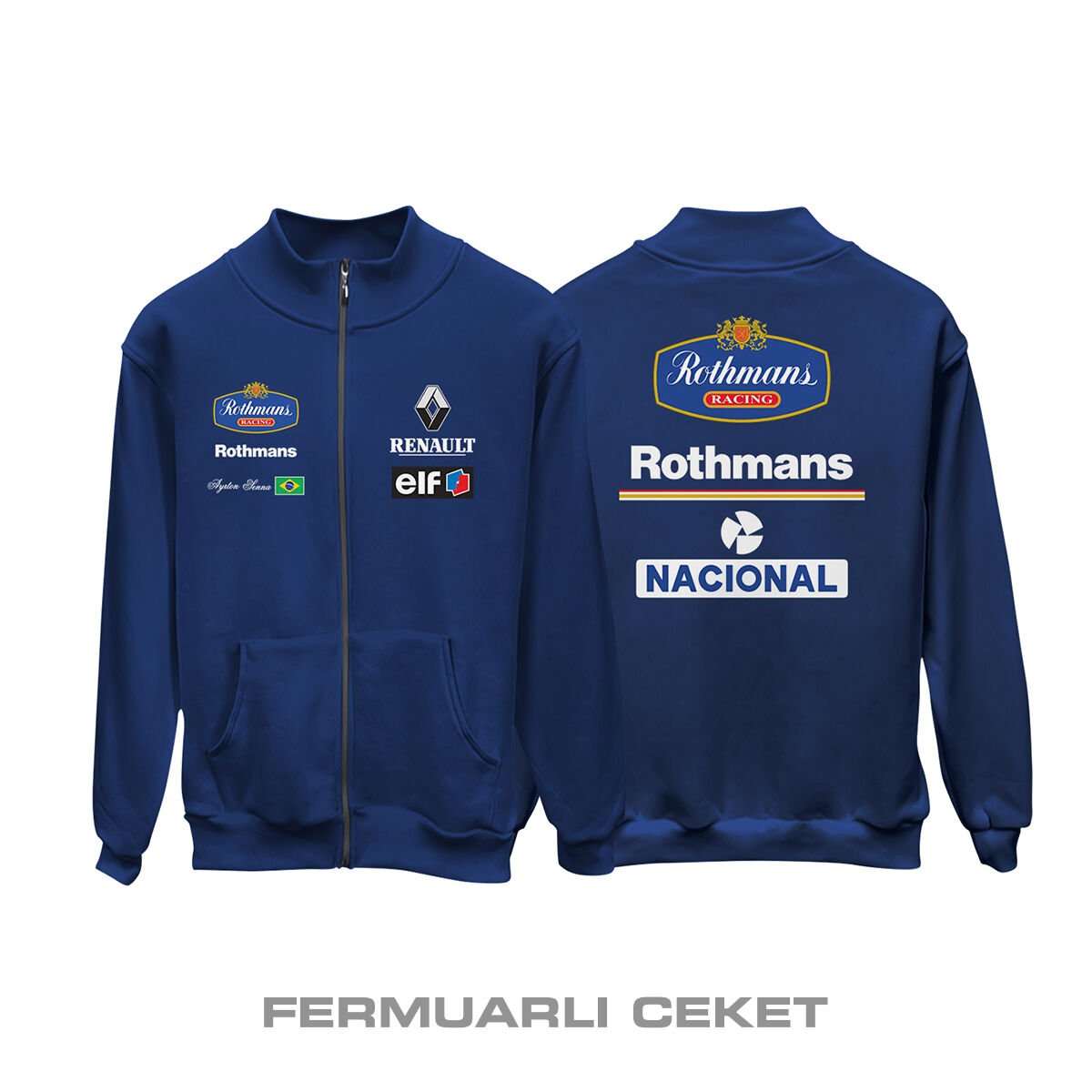 Ayrton Senna: 1994 Williams Rothmans - Navy Edition Fermuarlı Ceket