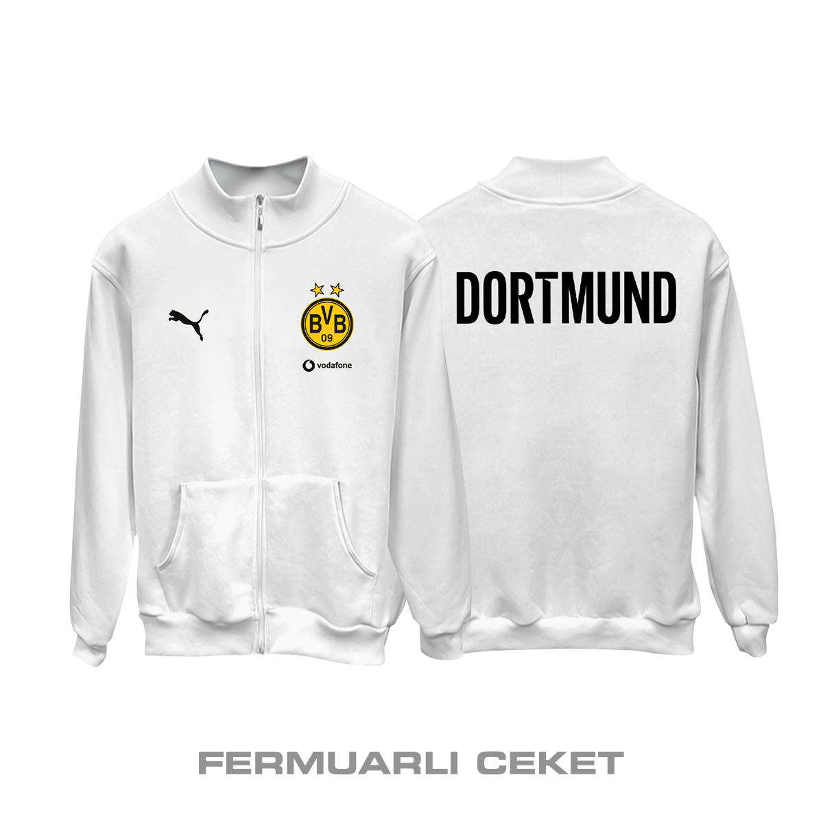 Dortmund: Club Culture Series - White Edition Fermuarlı Ceket