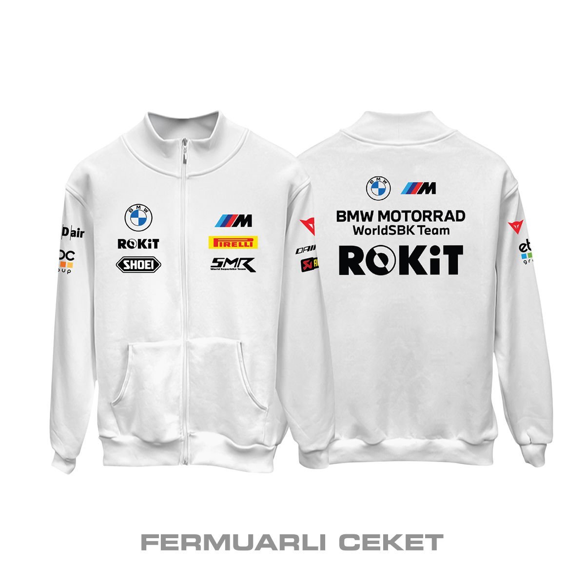 BMW ROKIT: Motorrad Team - White Edition 2024/2025 Fermuarlı Ceket