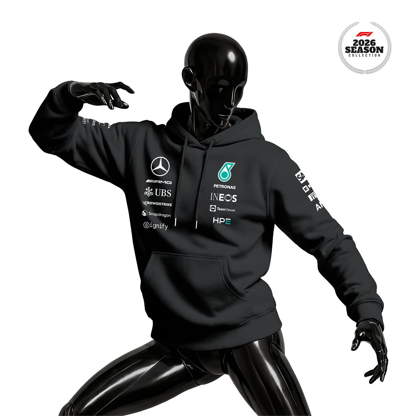 Petronas F1 Team: W17 Merch Edition - Black 2026 Kapüşonlu Hoodie