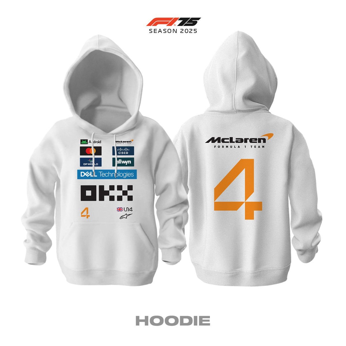 McLaren F1 Team: MCL39 White Edition 2025 Kapüşonlu Hoodie