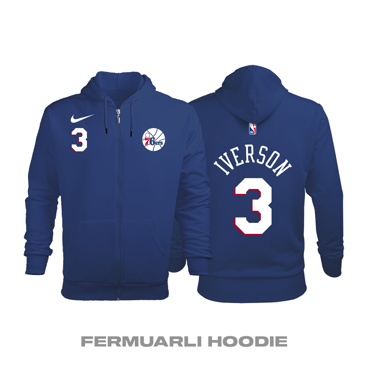 Philadelphia 76ers: Icon Edition 2019/2020 Fermuarlı Kapüşonlu Hoodie S