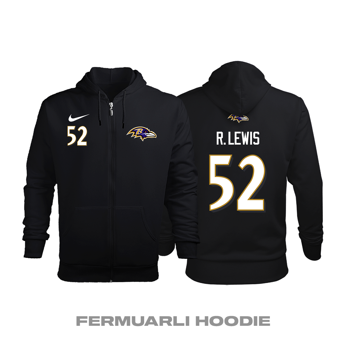 Baltimore Ravens: Alternate Edition 2020/2021 Fermuarlı Kapüşonlu Hoodie