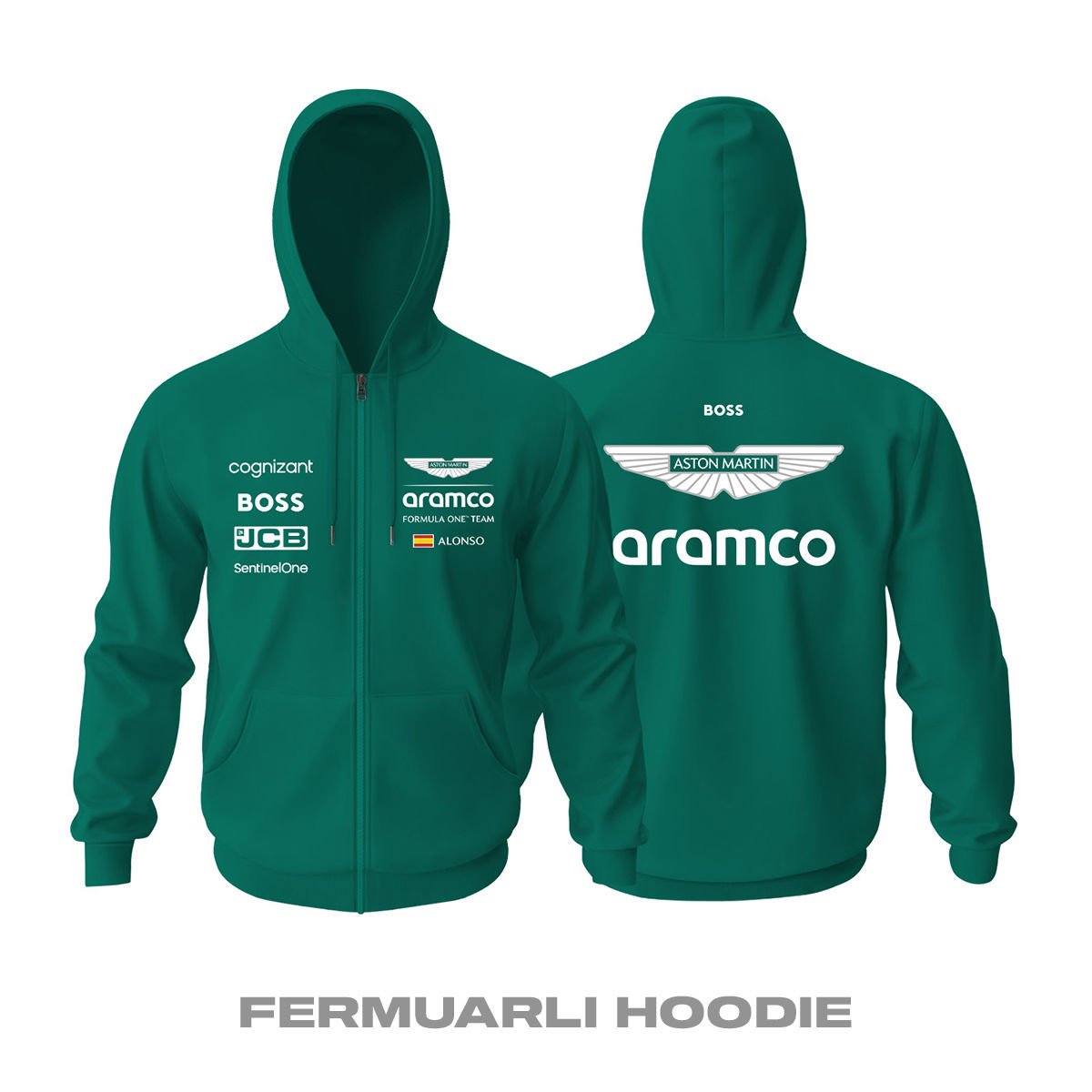 Aston Martin F1 Team: AMR24 Edition Fermuarlı Hoodie