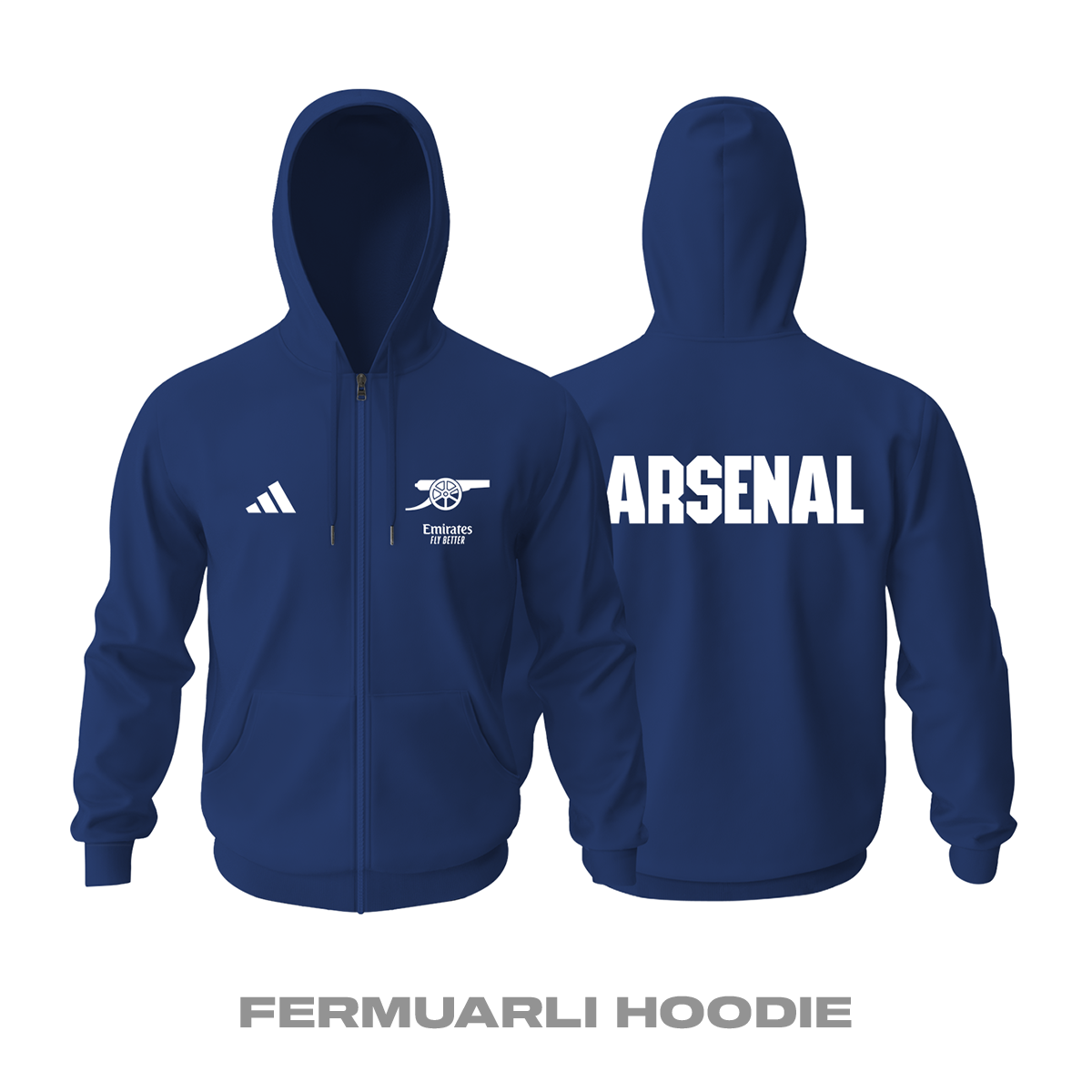 Arsenal: Club Culture Series - Navy Edition Fermuarlı Hoodie