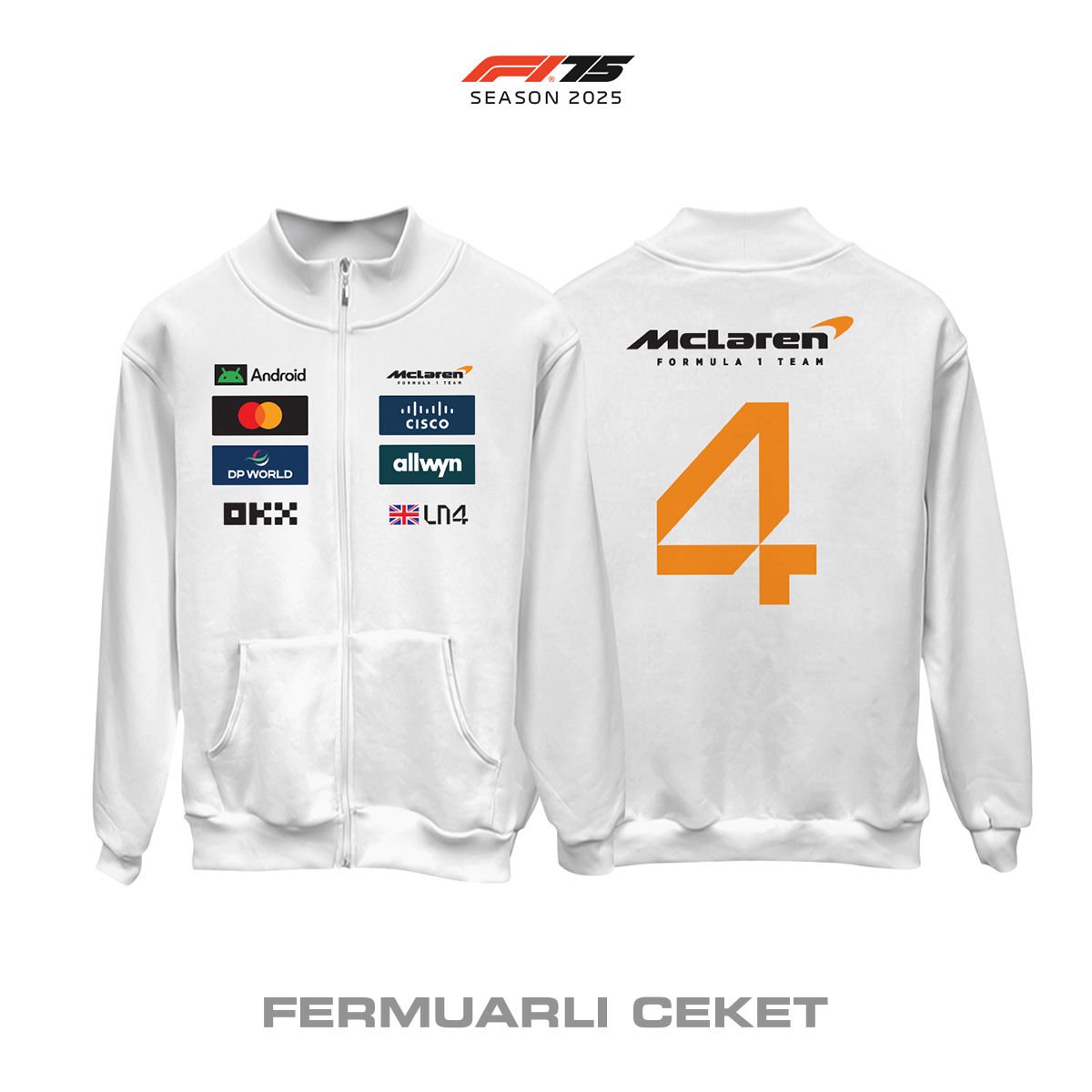 McLaren F1 Team: MCL39 White Edition 2025 Fermuarlı Ceket