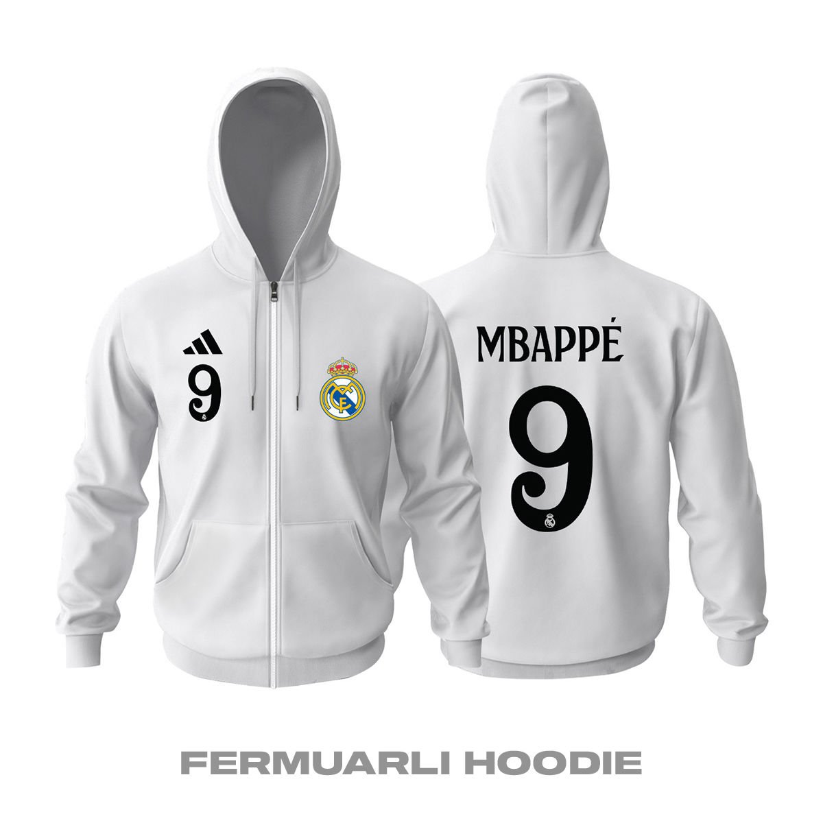 Real Madrid: Home 2024/2025 Fermuarlı Kapüşonlu Hoodie