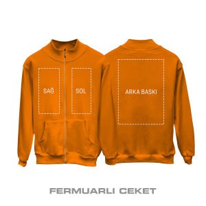 Kişisel Baskı - Turuncu Fermuarlı Ceket