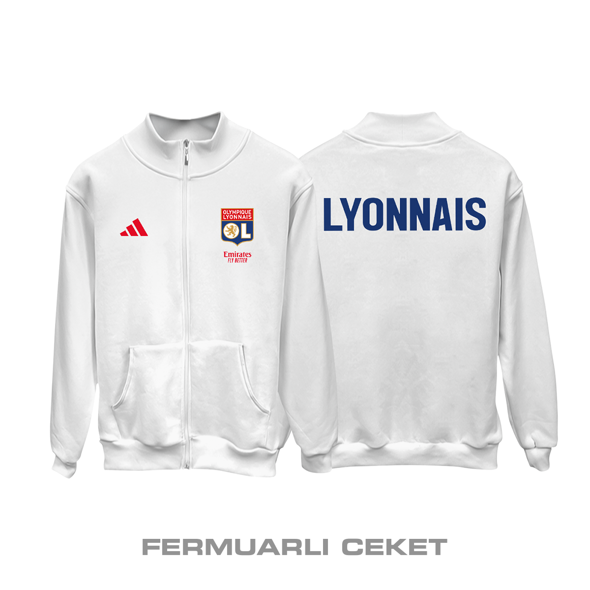Lyonnais: Club Culture Series - White Edition Fermuarlı Ceket