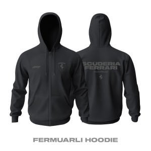 Scuderia Ferrari: Black Edition Fermuarlı Kapüşonlu Hoodie