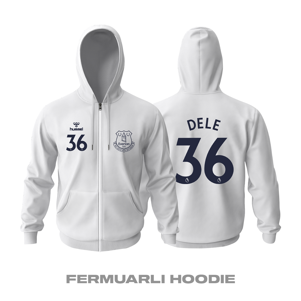 Everton: Third Edition 2021/2022 Fermuarlı Kapüşonlu Hoodie 2XL
